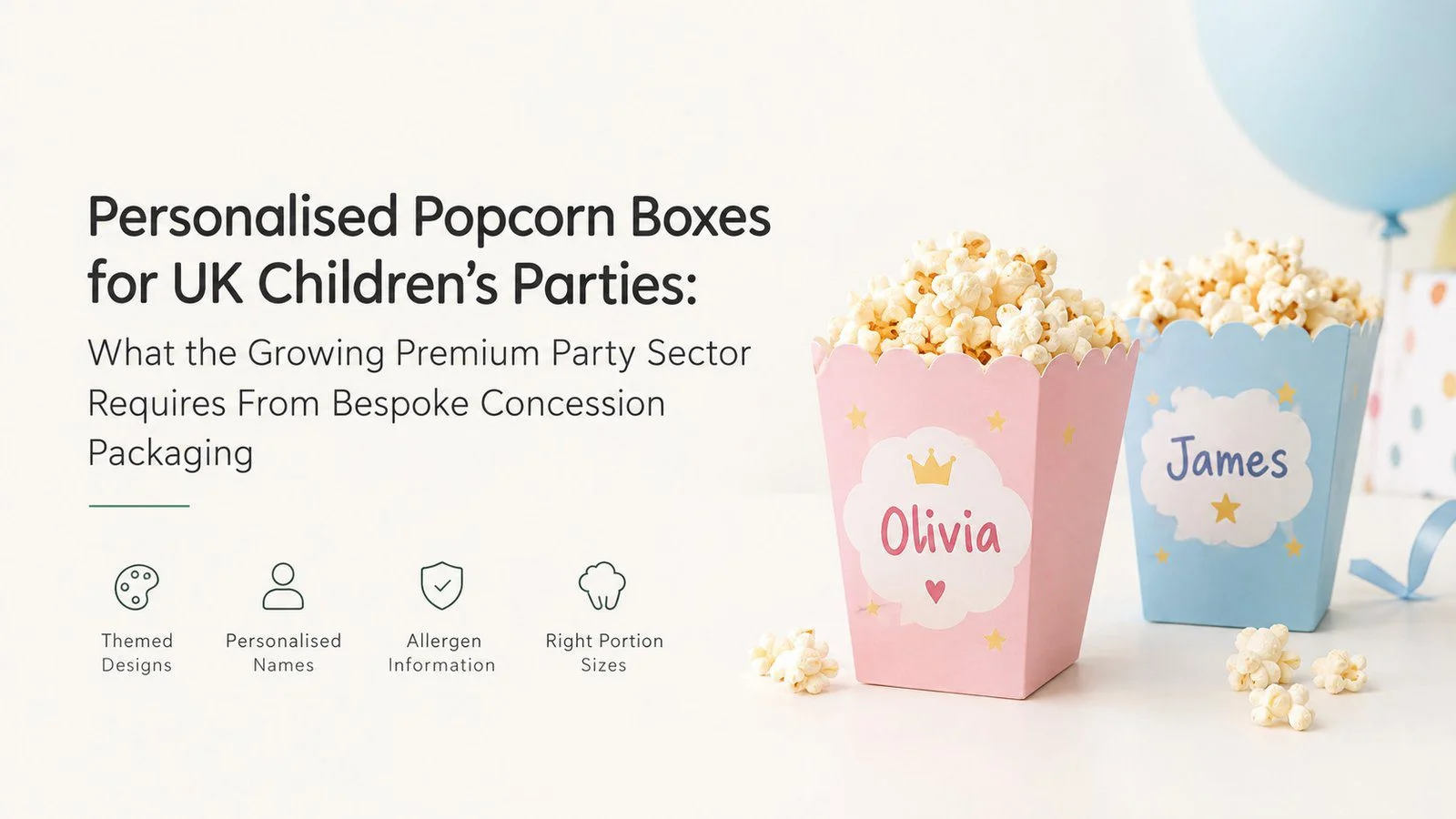 Personalised Popcorn Boxes for UK Children’s Parties: What the Growing Premium Party Sector Requires From Bespoke Concession Packaging